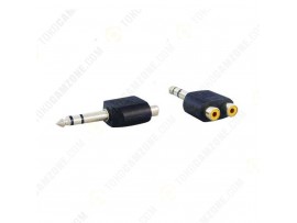 Cabang RCA Female To Jack MIC 6.5mm | 1/4 Male STEREO Plastik